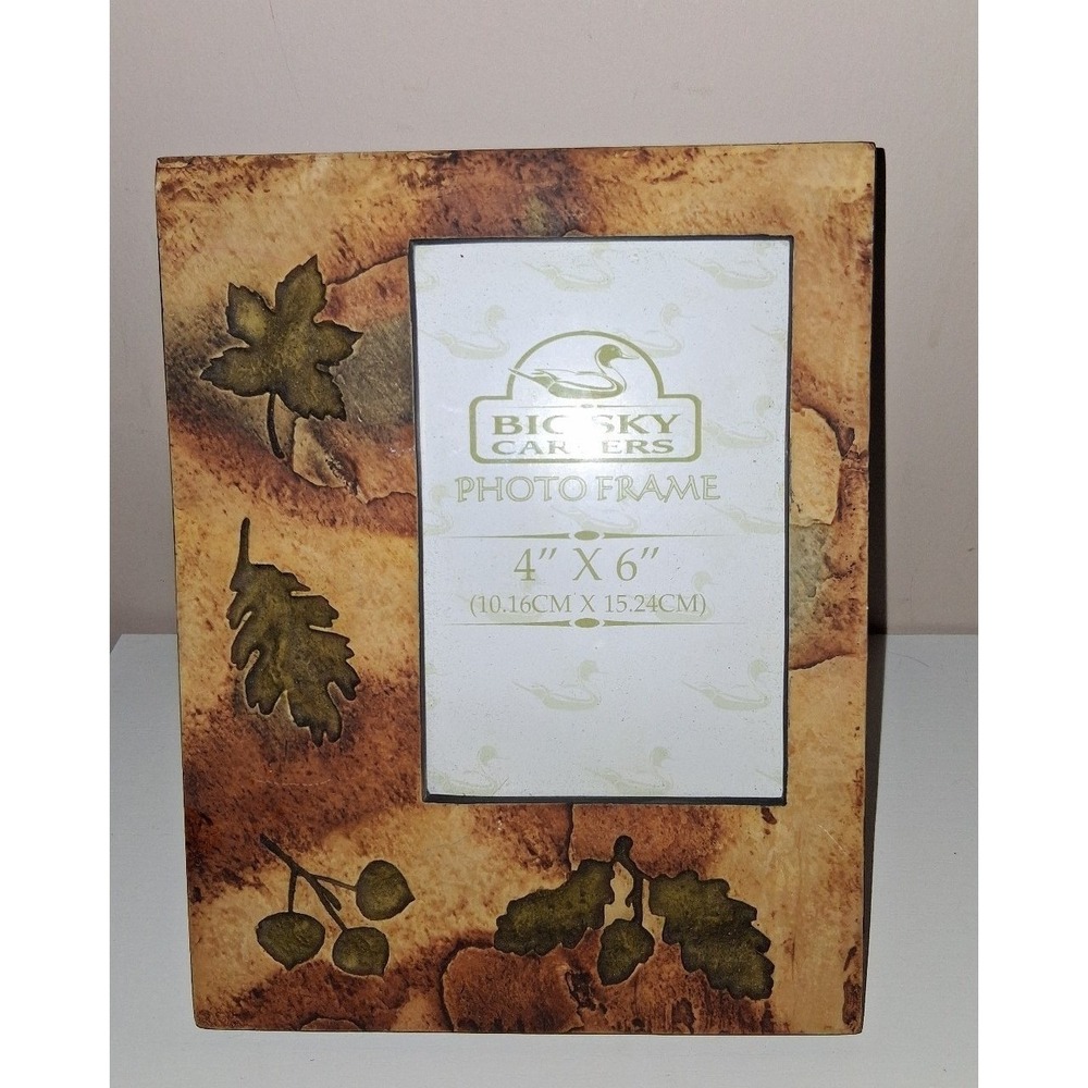Big Sky Carvers Rustic Oak Leaf Acorn Photo Frame 4x6 Nature Lodge Decor